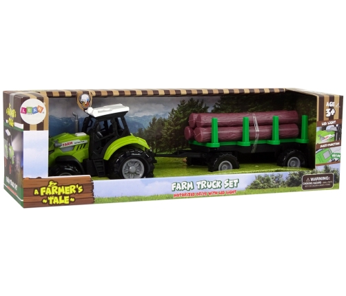 Green Tractor Trailer Logs Wood Farm Sound