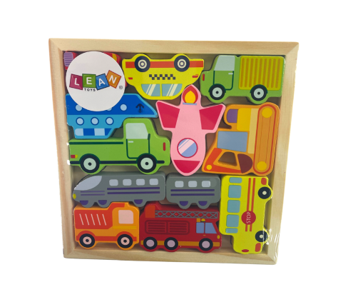 Wooden Puzzle Means of Transport to Match Taxi Bus