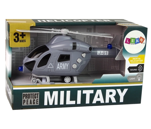 Military Helicopter Grey Sound Lights Propellers