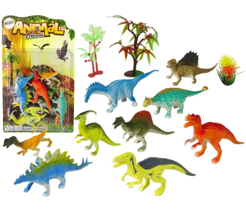 Set of Dinosaur Figures 9 Pieces Colorful