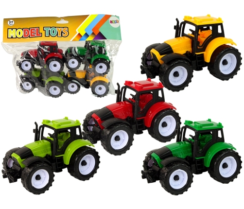 Set of Agricultural Tractors Farm 4 Colorful Pieces