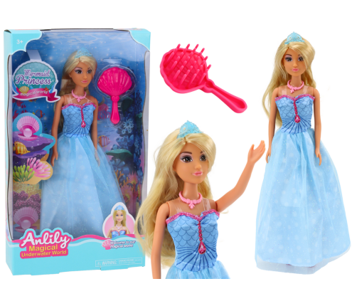 Anlily Mermaid Princess Blue Dress Brush Doll