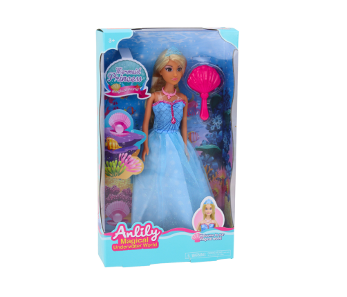 Anlily Mermaid Princess Blue Dress Brush Doll