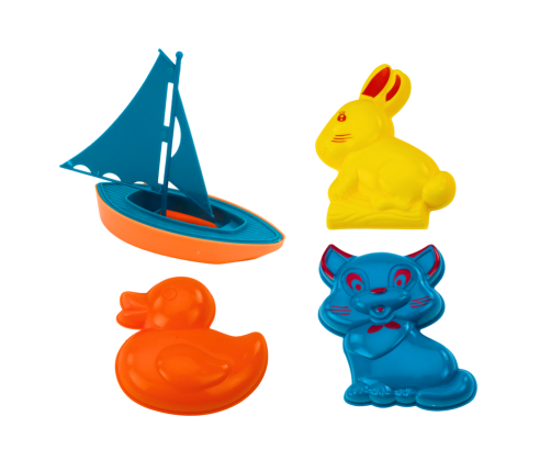 Set of Sand Toys Toczka Molds Animals Boat Turquoise