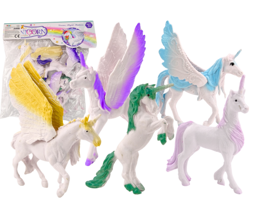 Set of Unicorn Pegasus Figures White Magic 6 pcs.