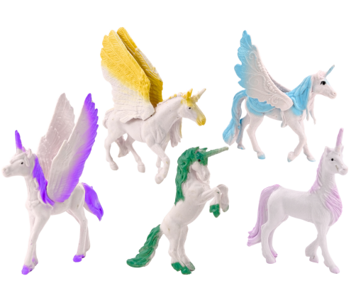 Set of Unicorn Pegasus Figures White Magic 6 pcs.