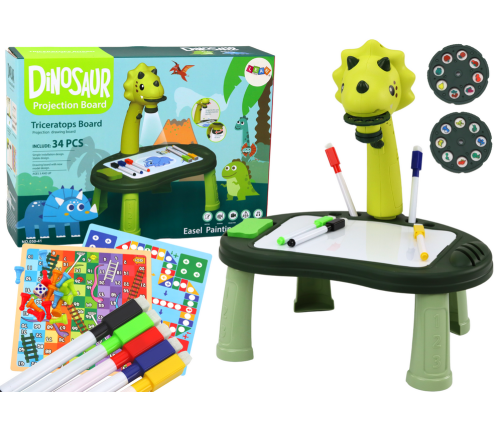 Dinosaur Drawing Projector Game Table 2in1 Chinese Snakes Green