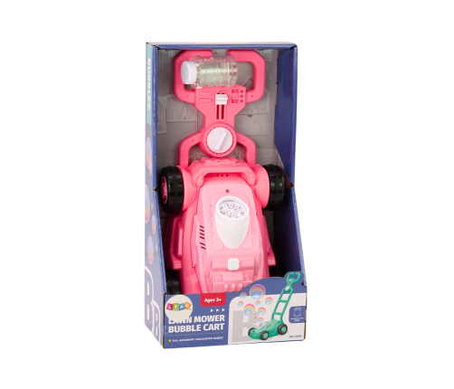 Soap Bubble Machine Lawn Mower Ride-On with Pink Handle