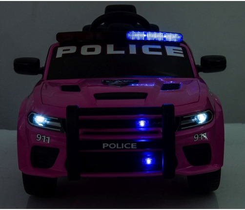 Одноместный электромобиль Dodge Charger Police Pink