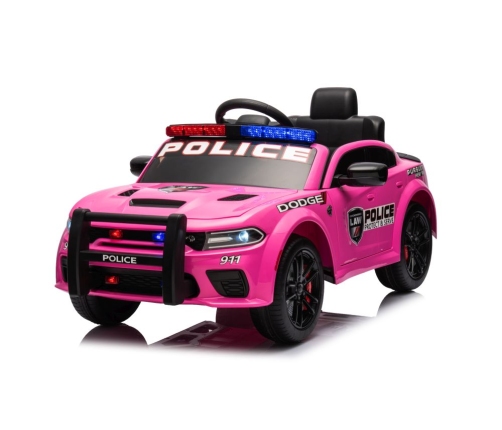 Vienvietīgs elektromobilis Dodge Charger Police Pink