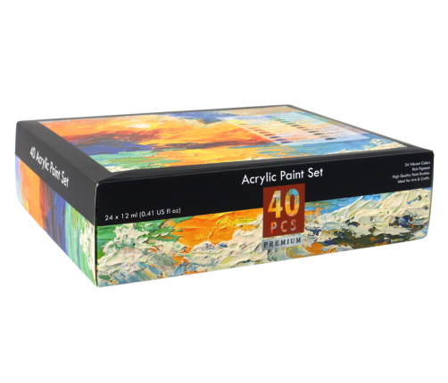 Set of Acrylic Paints and Accessories 40 Colors