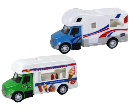 Camper Truck Ambulance Ice Cream Parlor With Friction Drive 1:87 A