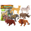 Set of 6 Wild Animal Figurines, Elephant, Lion, Rhinoceros