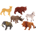 Set of 6 Wild Animal Figurines, Elephant, Lion, Rhinoceros