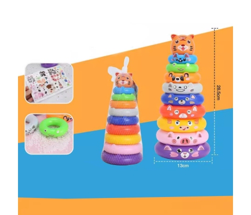 Circle Pyramid Animal Stickers Tiger Colorful