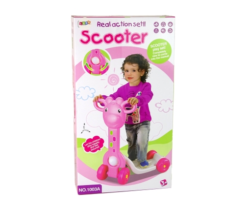 Children's scooter 4 Wheel Giraffe Pink