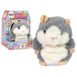 Interactive Talking Hamster Grey Plush Repeating Words