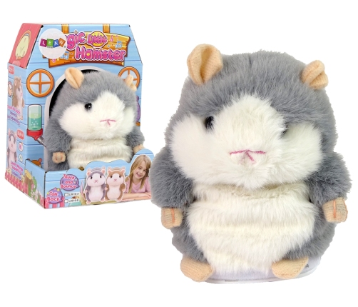 Interactive Talking Hamster Grey Plush Repeating Words