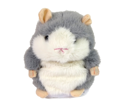 Interactive Talking Hamster Grey Plush Repeating Words