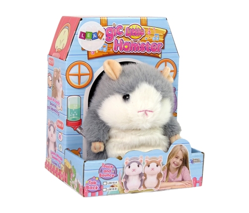 Interactive Talking Hamster Grey Plush Repeating Words