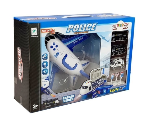 Police Folding Plane with Cars 1:64 with lights and sounds