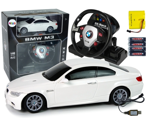 Remote Controlled BMW M3 White 2.4G Pilot Steering Wheel 1:18 Sound Lights