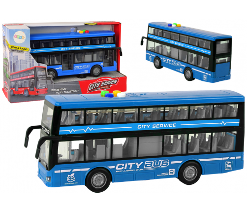 Battery Operated Double Decker Bus Lights Sounds Friction Drive Blue