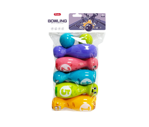 Bowling Set Smiley Balls Colored 10pcs