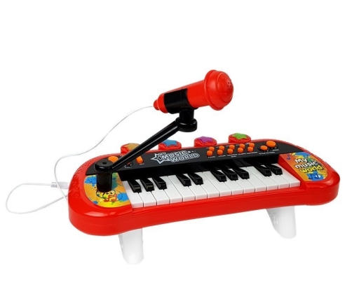 Keyboard Piano 24 Keys USB Microphone Red