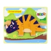 Wooden Puzzle Dinosaurs Triceratops Ankylosaurus Orange