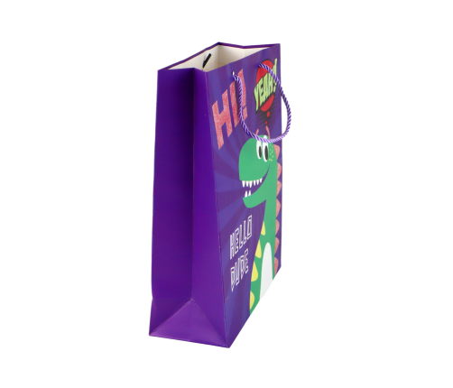 Purple Dinosaur Paper Gift Bag 41.5cm x 30cm x 12cm