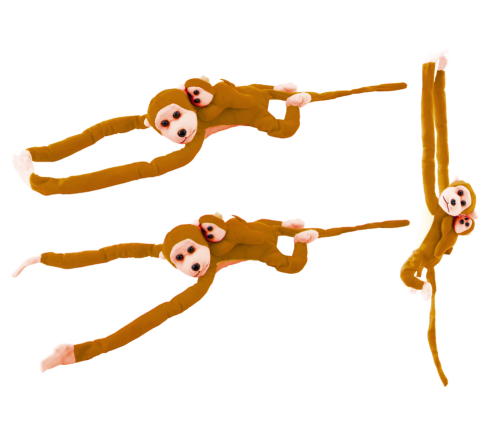 Mascot Plush Monkey with Baby, Light Brown 90 cm