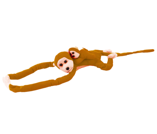 Mascot Plush Monkey with Baby, Light Brown 90 cm