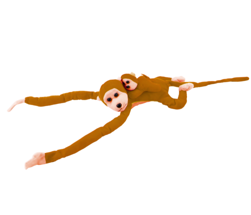 Mascot Plush Monkey with Baby, Light Brown 90 cm