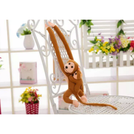 Mascot Plush Monkey with Baby, Light Brown 90 cm