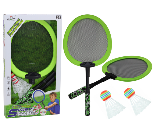 Set of 2 Badminton rackets, 2 Badminton shuttles, green