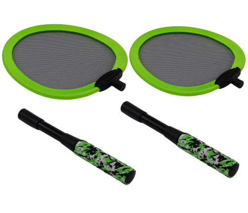 Set of 2 Badminton rackets, 2 Badminton shuttles, green