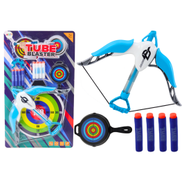 Shooting bow with a target, soft arrows, 8 pieces, white and blue