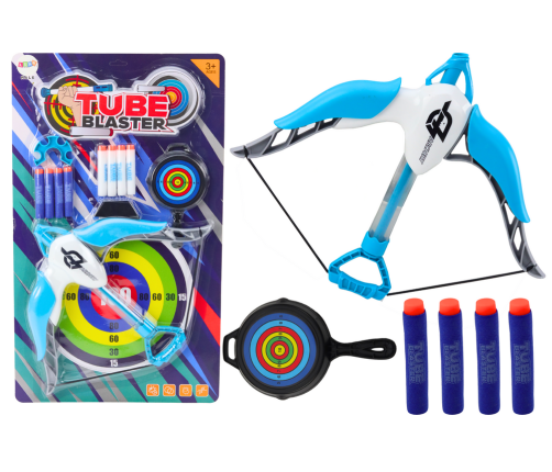 Shooting bow with a target, soft arrows, 8 pieces, white and blue