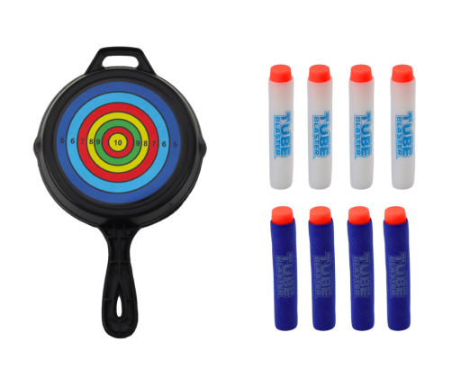 Shooting bow with a target, soft arrows, 8 pieces, white and blue