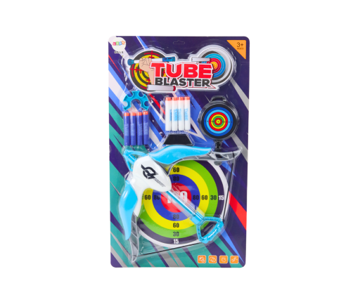 Shooting bow with a target, soft arrows, 8 pieces, white and blue