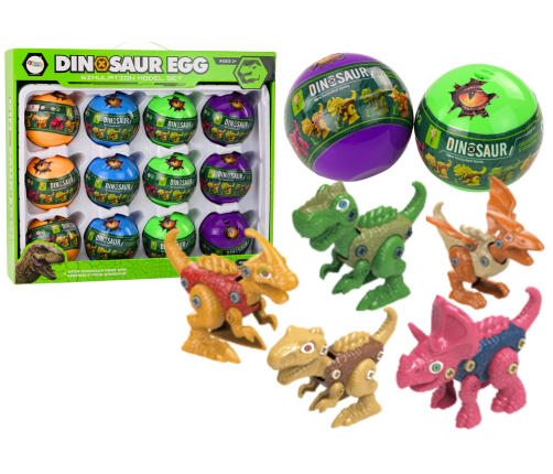 Dinosaur Rolling Eggs 12 Pieces Set Colorful