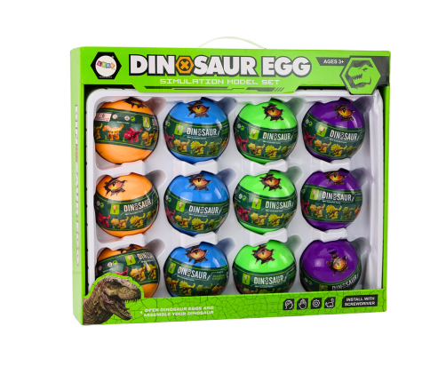 Dinosaur Rolling Eggs 12 Pieces Set Colorful