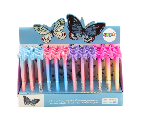 Pen with Bow Colorful Blue Refill 0.7mm Mix