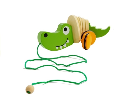 Wooden Crocodile on Wheels 18cm