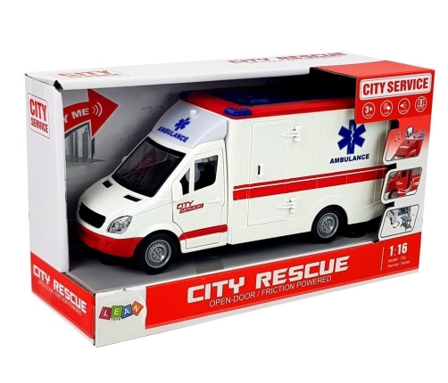 Friction Drive Ambulance 1:16 Sound Lights