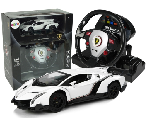 Remote Controlled Lamborghini Veneno White 2.4 G Pilot Steering Wheel Sound Lights