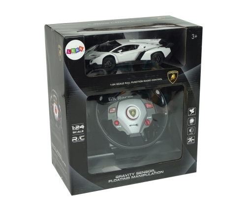 Remote Controlled Lamborghini Veneno White 2.4 G Pilot Steering Wheel Sound Lights