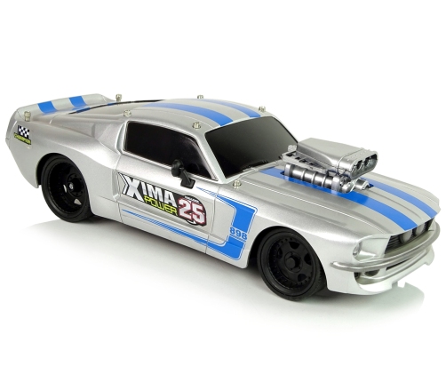 R/C Sports Car 1:16 Silver Blue Stripes Pilot