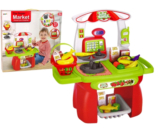 Supermarket Set Shop Basket Scale Groceries